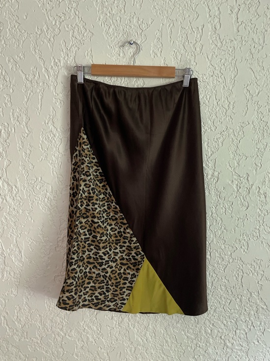 Express Dresses & Skirts - Express RARE Vintage Y2K Colorblocked Leopard Silk Skirt - M